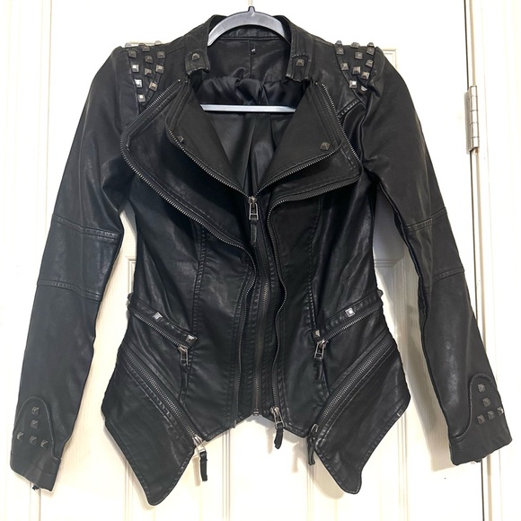 Jackets & Blazers - ♦️ Black Leather Gothic Punk Steampunk Moto Jacket Size Small with Studs